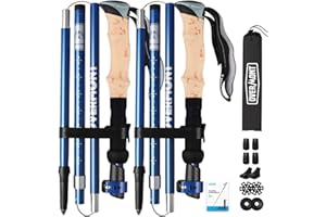 ‎OVERMONT Overmont Wanderstöcke Carbon, 7075 Aluminium Ultraleicht faltbar verstellbar 105-125CM Trekkingstöcke Nordic Walking Stöcke 1 Paar mit All Terrain Zubehör