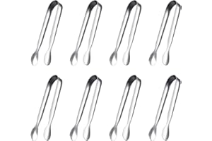 LOVEXIU Pince à Glaçons 8 Pièces,Pinces à Sucre,Mini Pince Bonbon,Pince de Service Set,11cm Pince à Sucre en Acier Inoxydable,Pinces à Sucre en Forme de U pour Café,Glace, Sucre,Bar,Buffet,Parties