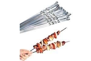 GMMH Spiedini Professionali per Barbecue in Acciaio Inox, Extra Largo 1 cm, Extra Forti 2 mm di Spessore (25 Pezzi, 60 cm) per Carne e Verdure, Mangal, Shampura, Shish Kebap