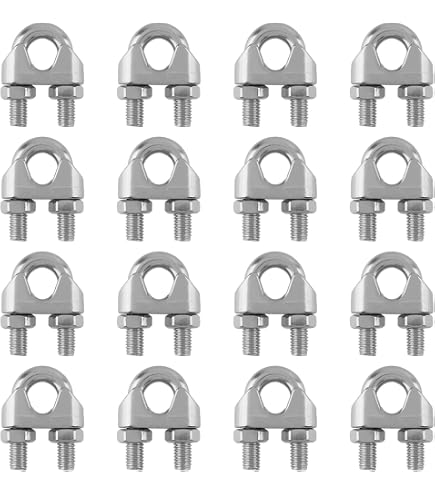 Lot De 16 Serre-Câbles Inox M10 - U-Boulon Pour Câbles Acier - Fixation Câble Métallique - Acier Inoxydable 304