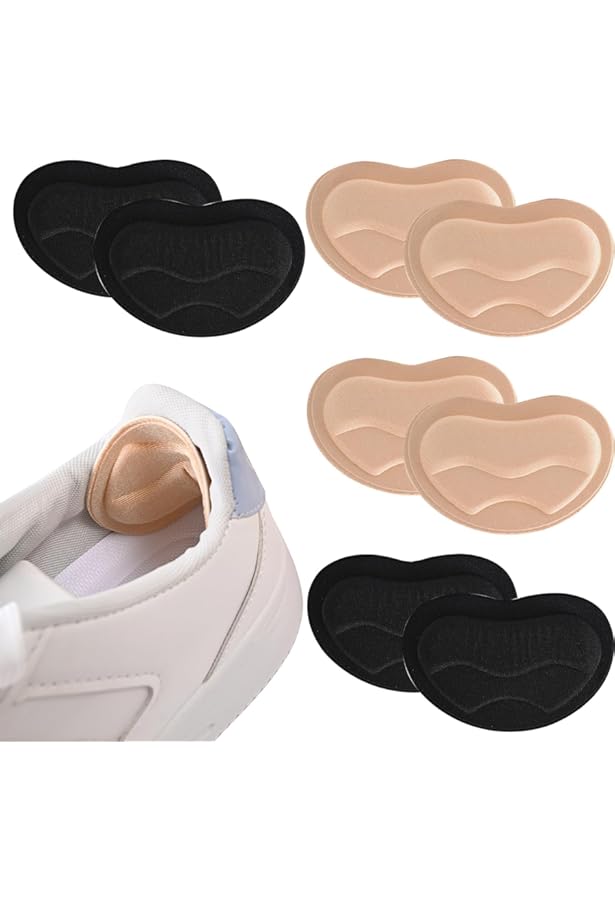 Lot De 6 Paires Coussinets Talon Chaussure - Éponge Absorbante - Adhésif - Couleurs Beige, Noir, Gris - Pour Chaussures Trop Grandes