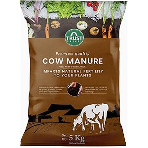 TrustBasket Cow Dung Manure 5kg | 100% Natural Organic Fertilizer for Plants | Nutrient-Rich Compost with Microbial Bio-Stimulants | Improves Plant Health, Water Retention & Soil Fertility