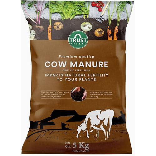 TrustBasket Cow Dung Manure 5kg | 100% Natural Organic Fertilizer for Plants | Nutrient-Rich Compost with Microbial Bio-Stimulants | Improves Plant Health, Water Retention & Soil Fertility