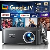 Projector 4K【1500 ANSI/Google TV/Netflix Ready】 WiMiUS Projector Full HD 1080P Native, Auto Focus/Keystone, WiFi 6&amp;Bluetooth
