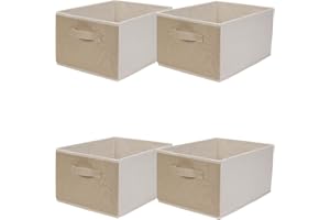 JAKAGO Składane pudełka do przechowywania, 4 sztuki, najwyższej jakości materiałowy organizer do szafy, 39 x 29 x 20 cm, organizer na ubrania, koszule, spodnie, ręczniki, zabawki, beżowe