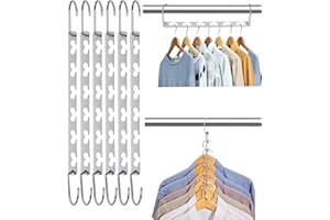 Cexovo Magiczny Wieszak na Oszczędność Miejsca,Organizery Wieszaki na Ubrania Praktyczny i Trwały Metalowy Wieszak ze Stali Nierdzewnej Organizer na Wieszaki do Przechowywania Szafki 6 Sztuk