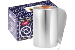 Omevett 50M Hair Foils for Highlighting Long Silver Aluminium Hairdressing Foil Roll Thick 10cm Wide Hair Foils for Highlights with Metal Cutter for Hair Colouring Bleaching Dye and Balayage