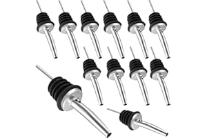 gaoduanluoluo 12 Pezzi Versatori in Acciaio Inox, Metal pour Beccuccio Conico Liquore Tappo, Bottiglia Versatore Tappo, Versatore Dosatore per Vino Olio Cocktail Succo (Nero)
