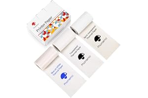 Phomemo Printers Paper for T02, M02, M02X, M02L, M02S, M02PRO, M03, M03AS, M04S, M04AS Pocket Printer, 3 Rolls of 53mm Sticker Thermal Paper, Transparent/Semi-Transparent/Blue on White Paper