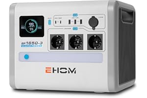 EHOM Power Station portatile, EP1650 1024 Wh, LiFePO4 EVE, batteria solare, 230 V, AC/DC/USB, 1650 W (punta 2700 W), alimentazione mobile come unità di emergenza per camper casa, attività