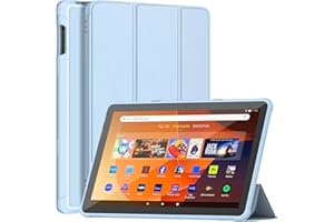 ‎SONLARYIN Fire HD 10 Tablet Hülle (13. Gen, 2023), Nicht für iPad, Sonlaryin Dreifach Faltbarer Vorderseite aus Leder und Weich TPU Rückseite für Fire HD 10 Kids Pro Tablet, Auto Schlaf/Aufwach – Himmelblau