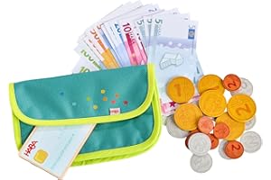 HABA Creative Play 2011830001 - Porte-Monnaie pour Enfants avec pièces en Bois, Billets et Argent de Jeu - Favorise la compréhension des nombres et Le Jeu de rôle - À partir de 3 Ans