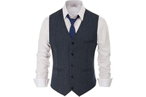 PaulJones Gilet Homme Boutonné Col V sans Manche en Laine Classique