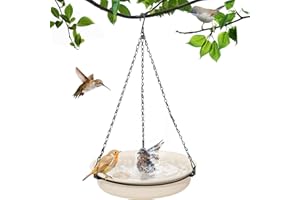 KHAYROVIES Mangiatoia per Uccelli Selvatici, Vassoio Mangiatoia per Uccelli da Appendere,Mangiatoia per Uccelli con Catena di Metallo, Abbeveratoio per Da Esterno per Uccelli Giardino (Bianco)