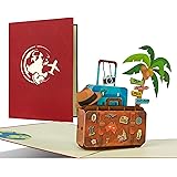 Reisegutschein, Gutscheinkarte mit Pop-up 3D Koffer für Urlaub I Geschenk für eine Weltreise, Kreuzfahrt, Reise, Hotel I Schö