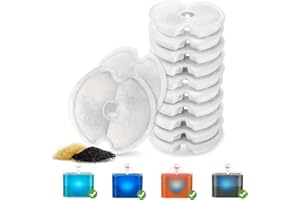 NautyPaws Filtri per fontana per gatti, 12 filtri di ricambio per fontana per gatti a LED da 2,5 l, filtro per fontana di gatti, carbone attivo e scambio ionico