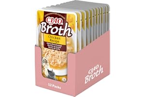 INABA CIAO Rosół z kurczaka, mokra karma dla kotów - zdrowy, smaczny bulion ze sznurkami kurczaka - 12 worków x 40 g - karma dla kotów bez konserwantów i sztucznych barwników, bez ziarna