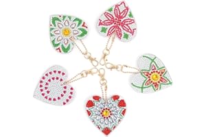 MingSH Diamond Painting Keychain,5 Pack DIY Rhinestone Keyrings Kits for Kids,Full Drill Crystal Cute Keychain Art Craft Key Chain Pendant for Handbag Charms Pendant Gift