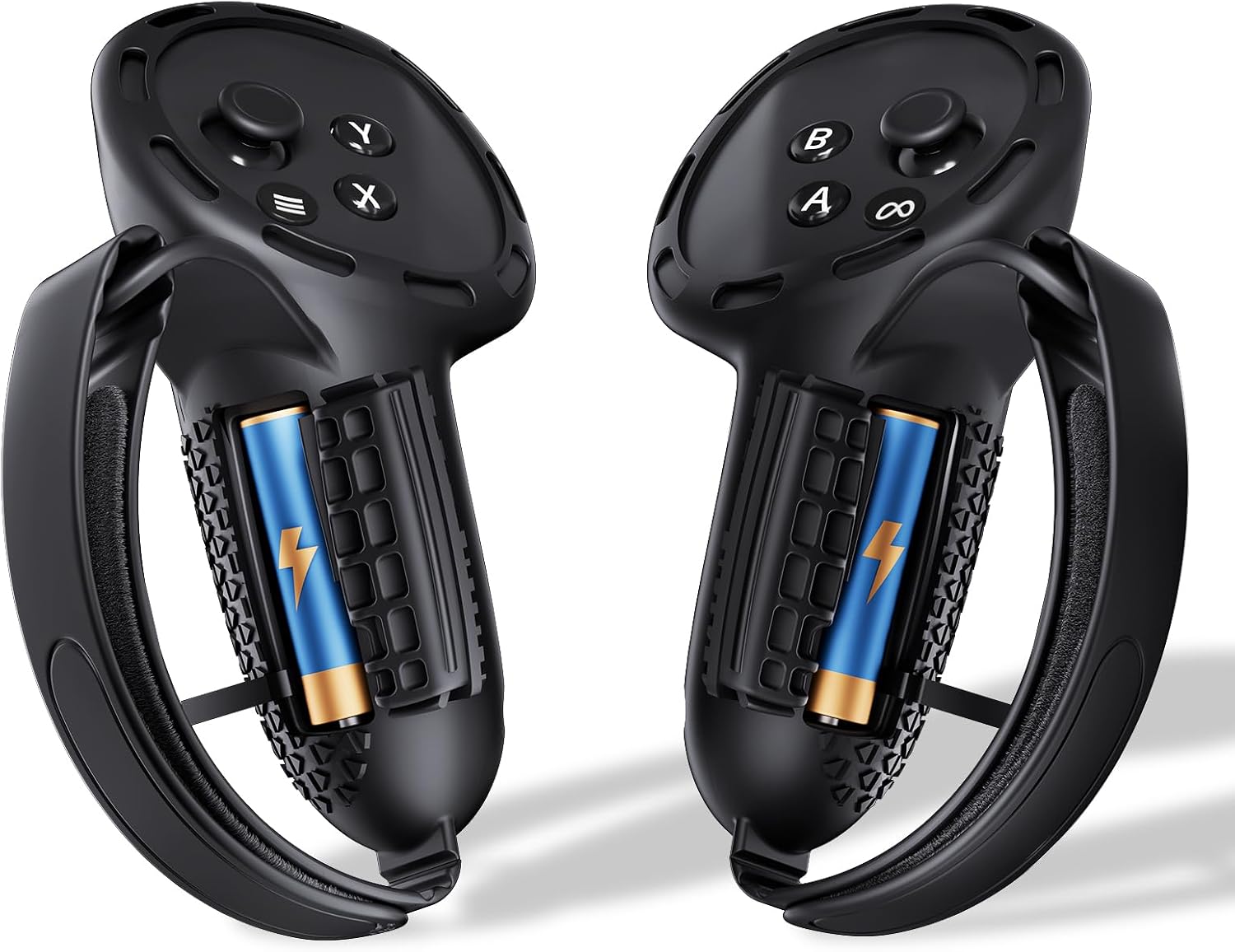 SUPERUS Upgraded Controller Grips Cover Compatible with Meta Quest 3S/Quest 3 Accessories, All-Silicone Controller Grips for Quest 3S/Quest 3 with Battery Opening and Knuckle Straps Protector