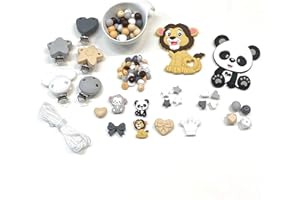 BABY J ART, Kit Iniziale NATURALE fai da te catenella portaciuccio silicone, bambino, gancio/adattatore ciuccio mam (KIT INIZIALE). AZIENDA ITALIANA! (KIT INIZIALE 1)