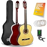 3rd Avenue Full Size 4/4 Classical Guitar Spanish Nylon String Beginner Pack Bundle - 6 Months FREE Lessons, Bag, Strings, Di