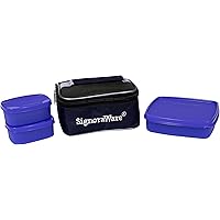Signoraware Hot N Cute Plastic Lunch Box with Bag, Deep Violet