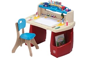 Step2 Deluxe Art Master desk with chair for children | Children's Workstation/Children's desk with lighting | Creativity table with storage space