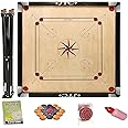 JTC Superior Matte Finish Practice Carrom Board for Serious Professional Practice with Coins Striker and Powder Beige ABC- Engineering Wood (32 x 32 Inches with Stand Style A)