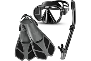 Smyidel Set di boccaglio,Set per Snorkeling e Immersioni, Maschera Subacquea + Pinne + Tubo Respiratore + Sacca da Trasporto, Unisex Kit Maschera Nuoto per Adulti Adolescenti