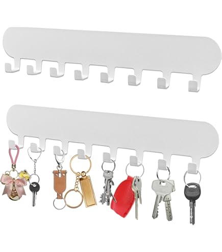 Portachiavi Da Parete 8 Ganci - Nero Moderno Con Installazione A Viti O Adesivo - Foto 4