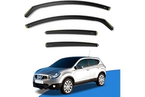 EdgeVisors Wind Deflectors | Fits: Nissan QASHQAI MK1 (2007-2013) 5 Seater Version SUV 4pc Set | In-Channel Rain Guards for Wind, Rain & Sun Protection, Easy Installation - Tinted