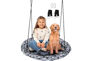 JUNGLE WELL Nest Swing Seat for Kids - 100cm Heavy Duty 900D Oxford Fabric, 160KG Capacity, Adjustable Tree Straps & 2 Carabiners | UKCA & CE Certified for Indoor & Outdoor Use (Camo)