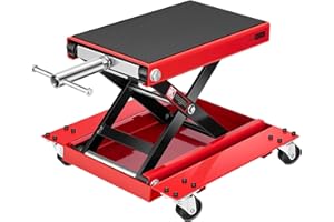 VIVOHOME Moto Elevadora Plataforma Carga 500kg Caballete para Motocicletas Tijera de Acero con Plataforma Rodante y Manivela de Mano