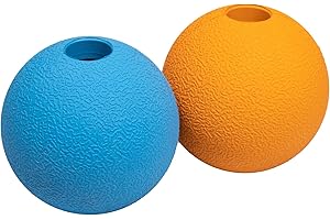 Amazon Basics balles à lancer en caoutchouc pour chien, 7.62 cm (Lot de 2), Bleu, Orange