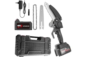 Cunsieun Mini motosega da 4 pollici, senza fili, 21 V/1 A, per potare rami, motosega elettrica portatile con serratura di sicurezza, per tagliare legname e tagliare alberi