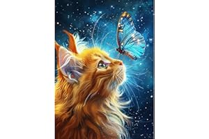 CEOVR Gatto Diamond Painting Kit Adulti,Pittura Diamante 5D,30x40 cm,Diamanti Painting Gatto e Farfalla,Diamond Painting Kit Completo Adulto,Animali Diamond Painting Art Set