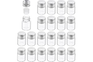 PATIKIL Fiale in vetro trasparente da 5 ml, 100pz Piccola fiala per campioni liquidi con tappi a vite Tappi in plastica Bottiglie a prova di perdite Barattoli vuoti