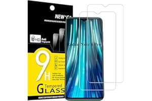 NEW'C Lot de 2, Verre Trempé pour Xiaomi Redmi Note 8 Pro, Redmi 9, Film Protection écran - Anti Rayures - sans Bulles d'air -Ultra Résistant (0,33mm HD Ultra Transparent) Dureté 9H Glass