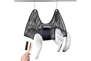 Weing Sac de retenue pour Chat - Confortable et Respirant Harnais toilettage Chien avec Boucle Charge Couper Les Soins des Ongles Oreilles, Le Noir, S