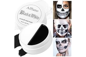Afflano Maquillage Halloween Peinture Visage Noir Blanc, Black White Face Paint 76g, Festival Cosplay Fond De Teint Blanc,Trucco Vampiro Clown SFX Partie Art Théâtre Zombie Joker Visage Corps Peinture