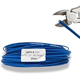 HALOTEC 25 Metres Unipolar Flexible Cable H07V-K 1x1,5 mm&sup2; Blue | Copper Electrical Cable | PVC Insulation | Low Voltage 450/