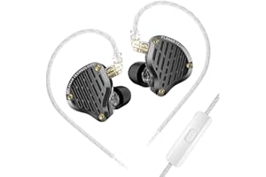 KINBOOFI KZ PR3 IEM Kopfhörer, KZ In-Ear-Monitor-Kopfhörer, 13,2 mm planarer magnetischer Treiber, In-Ear-Kopfhörer, HiFi-IEM-Kopfhörer mit abnehmbarem Kabel für Musiker (KZ PR3-Schwarz, mit Mikrofon)
