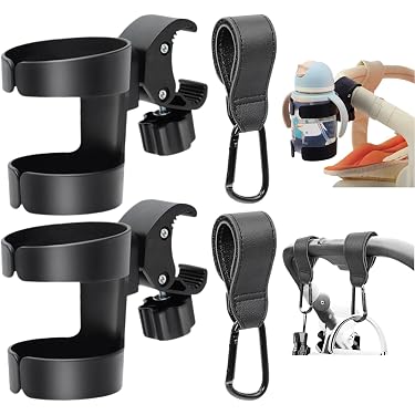 Lot De 4 Porte-gobelets Réglables En Nylon Pour Poussette Ou Scooter - Compatible Tubes 19 à 42 Mm