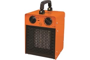 Schallen Black & Orange 2000W 2Kw Workshop Garage Site Office Industrial Fan Space Heater with Adjustable Thermostatic Control and Cool Air Option (2 kW | 2000W)
