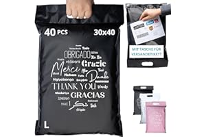 ‎EMBALLAX 40 Versandtaschen MIT VERSANDSCHEIN - L 30x40cm - 100% UNDURCHSICHTIG/WIDERSTANDSFÄHIG - Versandtüten für Kleidung - Warensendung Umschlag für Kartons - Versandbeutel mit Griff - Versandtasche