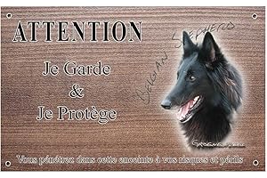 PETS-EASY Attention chien de garde personnalisée chien groenendael - pré percée et vis livrées. De 30 cm à 15 cm…