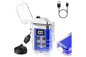 Bistfy Mechero Electrico con Linterna y LCD Pantalla Encendedor Eléctrico Tipo C USB Recargable, Plasma sin Llama Cortaviento y Impermeable Cool Encendedor para Camping Senderismo