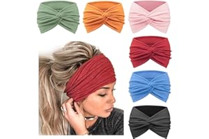 DRESHOW 6 Piezas Diademas Anchas para Las Mujeres Extra Grande Turbante Diadema Boho Head Wrap Elástico Hair Twisted Knot Accesorios para el Cabello