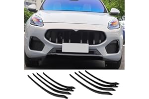 GZZHENGYE Copertura decorativa della griglia anteriore dell'automobile con griglia anteriore tricolore bandiera italiana, compatibile con Maserati Grecale 2022 2022 (Nero 8 PZ)