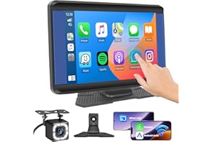Hikity 7 Inch Full Touchscreen Wireless Apple CarPlay & Wireless Android Auto Screen, Portable Car Stereo with Reverse Camera Bluetooth FM Transmitter AUX TF for Cars Trucks RVs